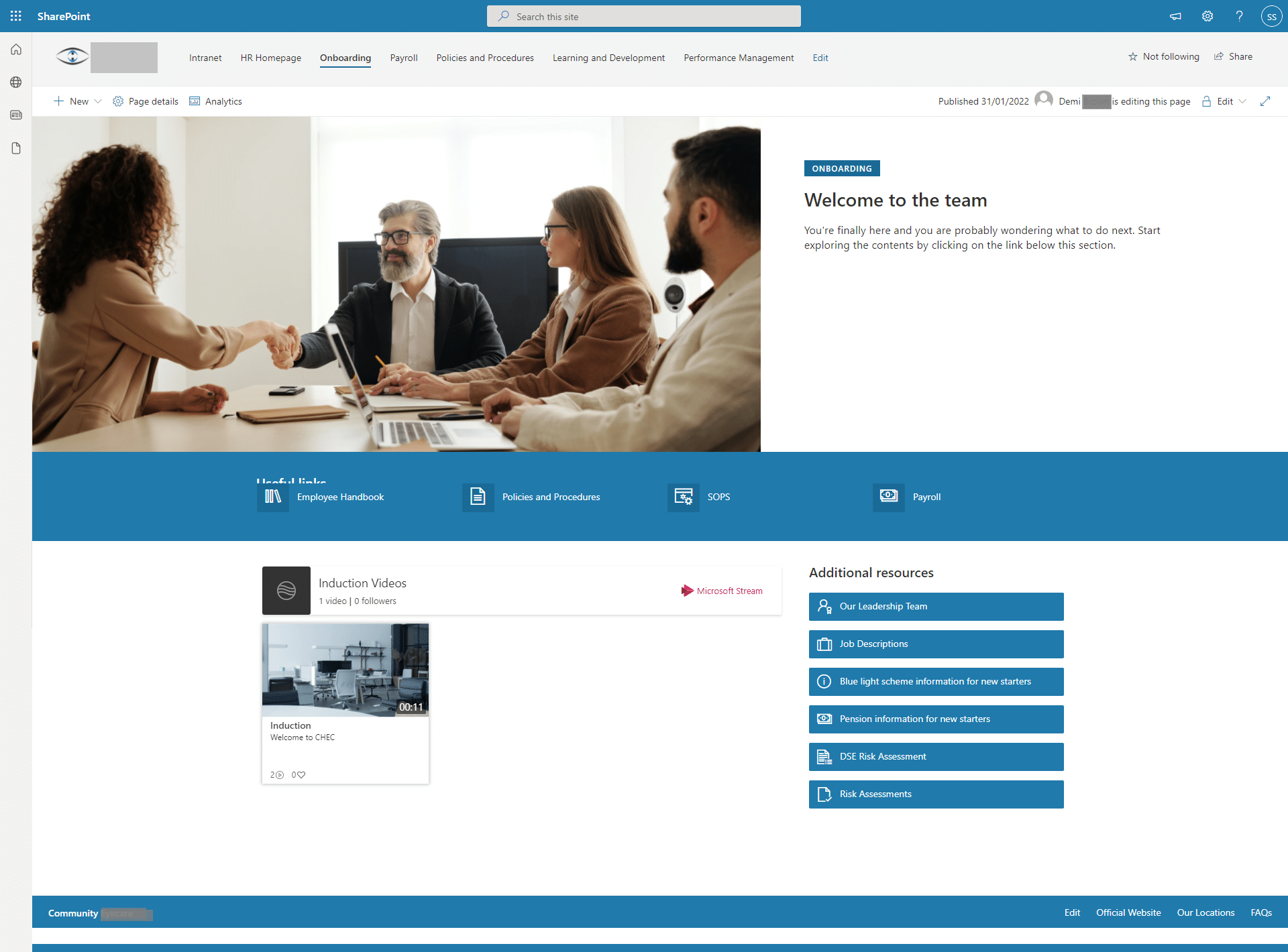 CHEC SharePoint Intranet - Onboarding
